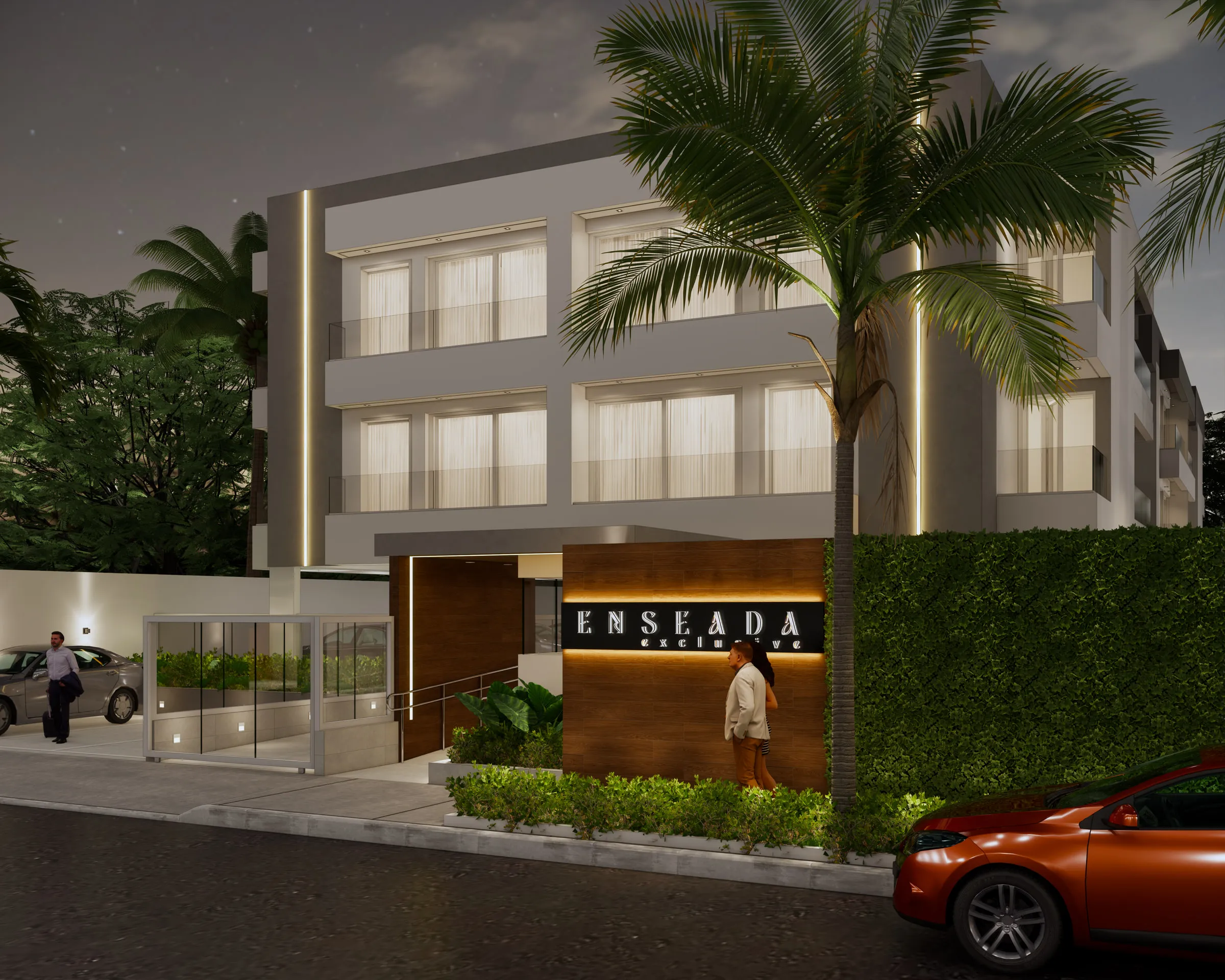 Fachada do Enseada Exclusive, apartamentos de 2 dormitórios a 230 metros da Praia da Enseada, Guarujá